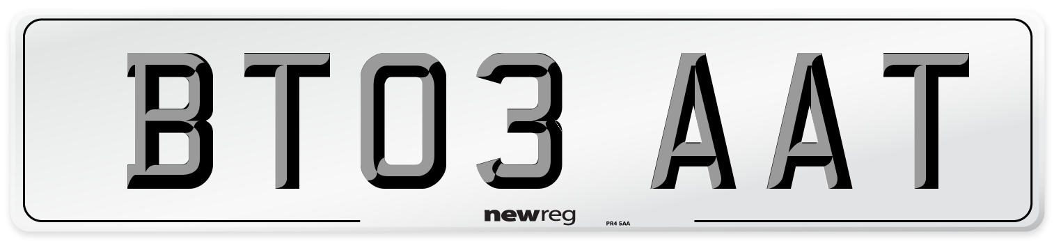 BT03 AAT Number Plate from New Reg